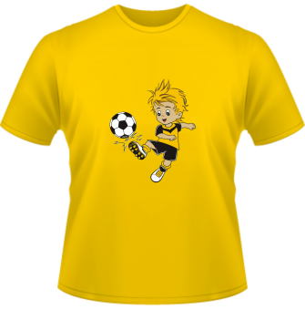 Fussballer schwarz gelb Kinder T-Shirt -gelb-