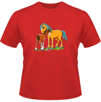 Pferde Kinder T-Shirt rot