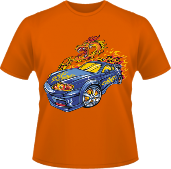 Drachen Auto Kinder T-Shirt 