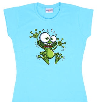 Verrückter Frosch Damen T-Shirt -türkis-